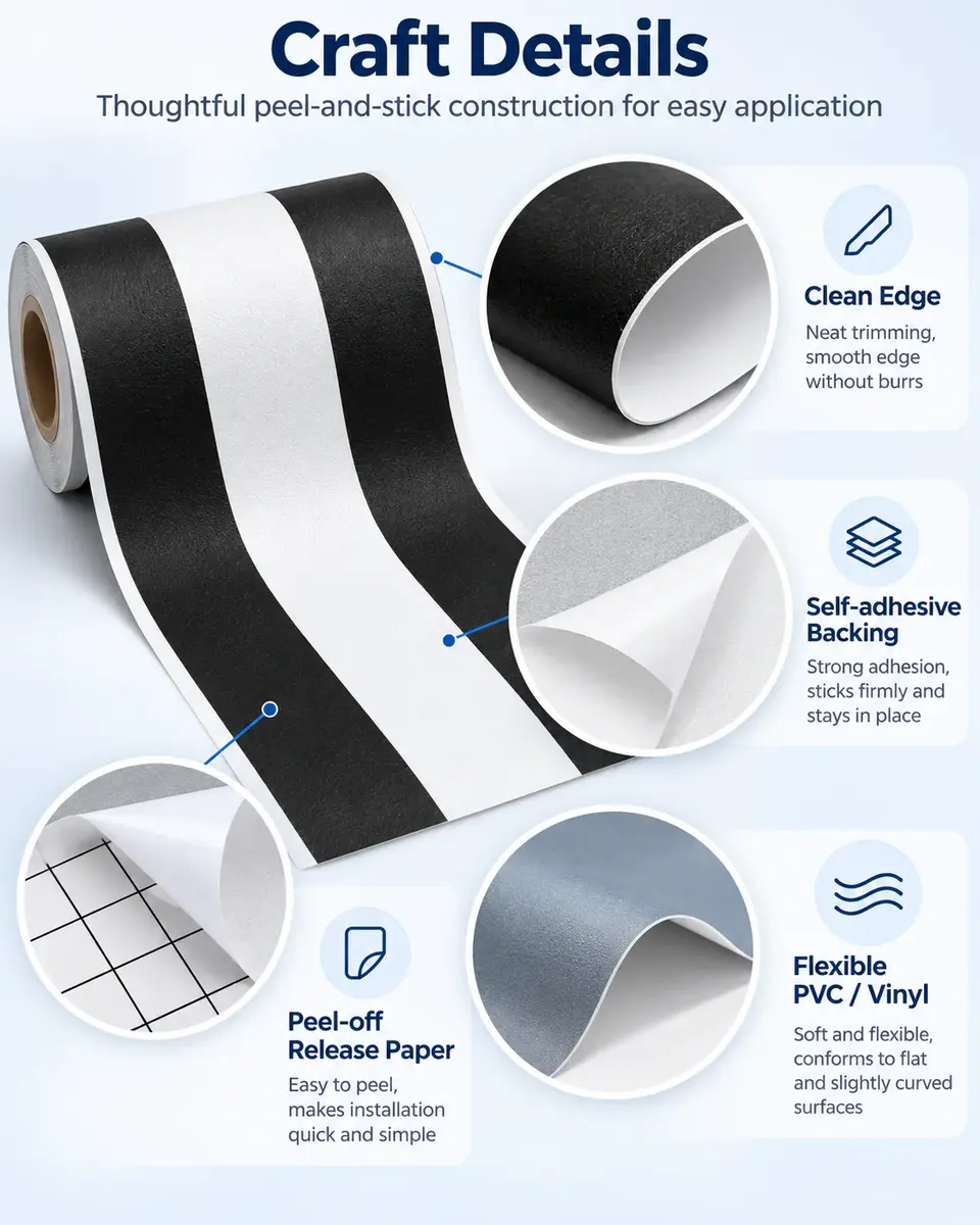 Modern Self-Adhesive Vinyl Wallpaper — Installation and application detail
