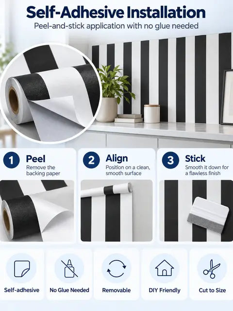Modern Self-Adhesive Vinyl Wallpaper — Bedroom & nursery