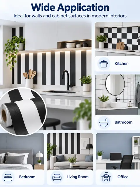 Modern Self-Adhesive Vinyl Wallpaper — Kitchen & bathroom