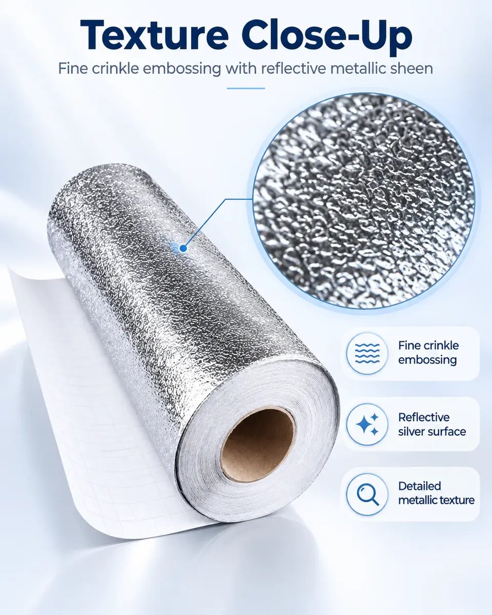 Silver Aluminum Foil Oil-Proof Kitchen Sticker — Construction and material layers