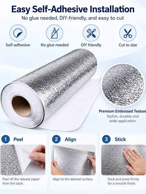 Silver Aluminum Foil Oil-Proof Kitchen Sticker — Bedroom & nursery
