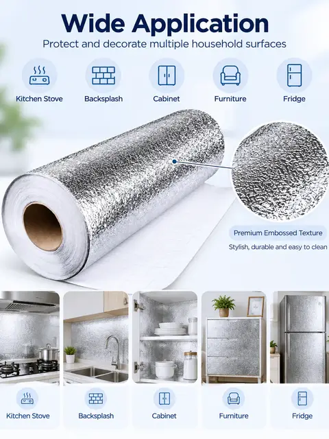 Silver Aluminum Foil Oil-Proof Kitchen Sticker — Kitchen & bathroom