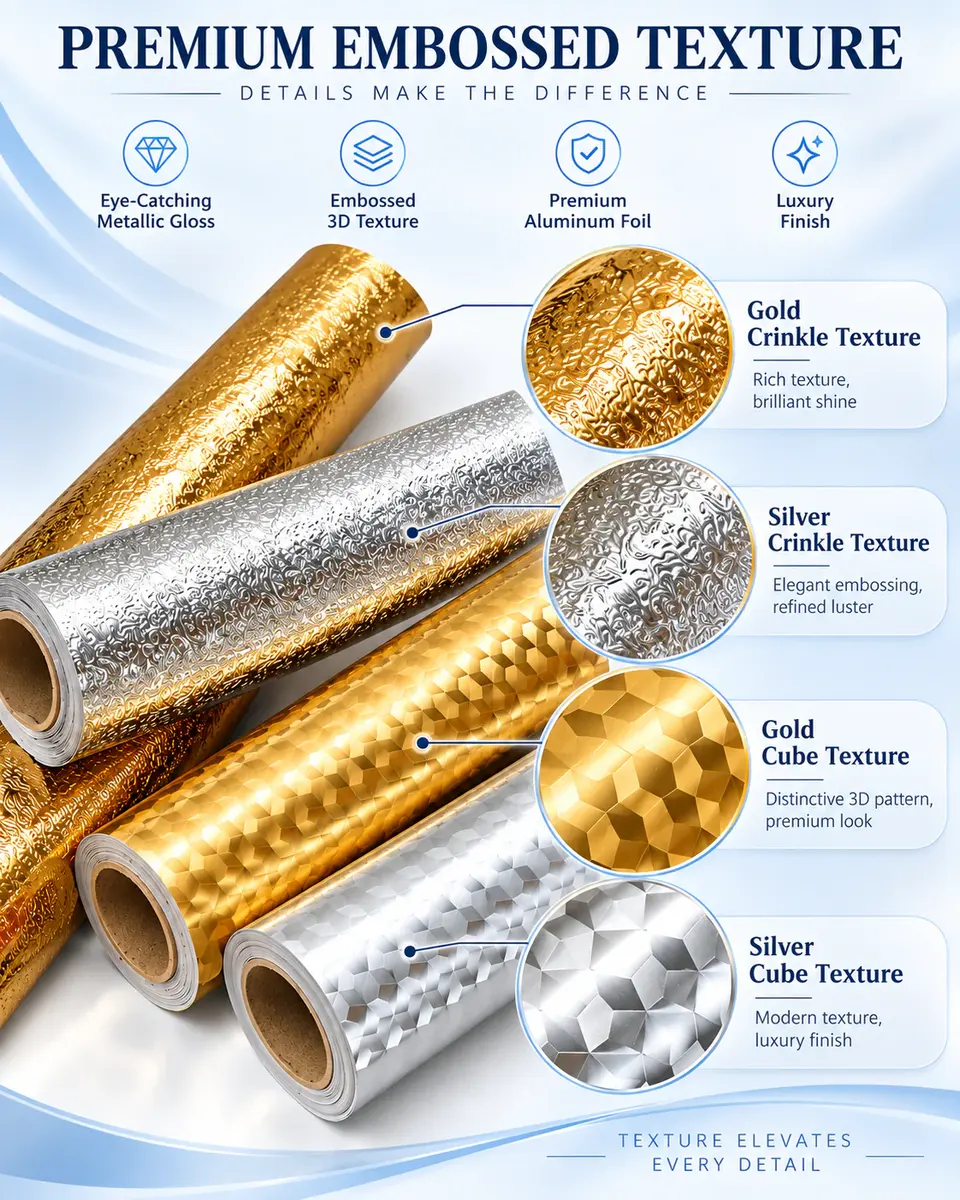 Luxury Gold & Silver Aluminum Foil Kitchen Sticker — Construction and material layers