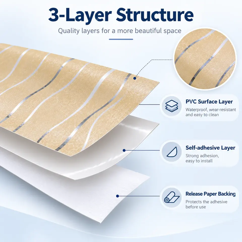 Modern Self-Adhesive PVC Decorative Wallpaper — Surface texture and finish close-up