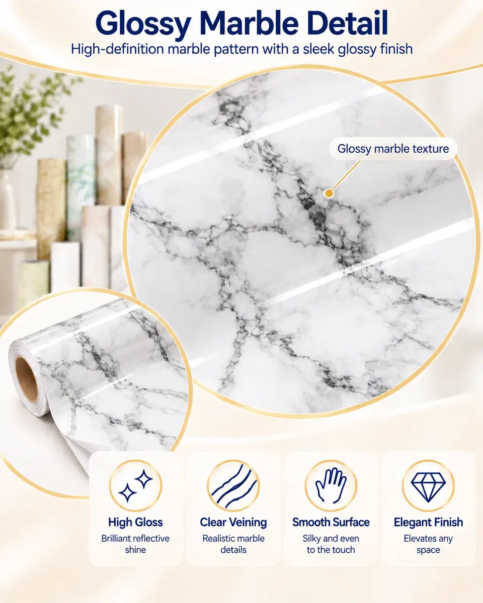 3D Marble PVC Self-Adhesive Waterproof Wallpaper — Construction and material layers