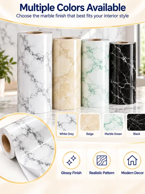 3D Marble PVC Self-Adhesive Waterproof Wallpaper — Bedroom & nursery