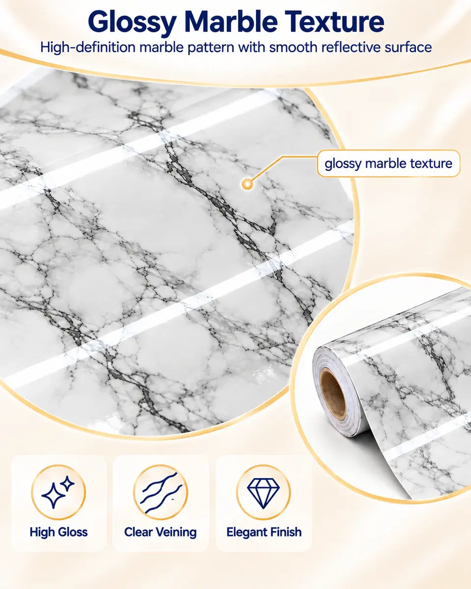Best-Selling Marble Waterproof Self-Adhesive Kitchen Wallpaper — Construction and material layers