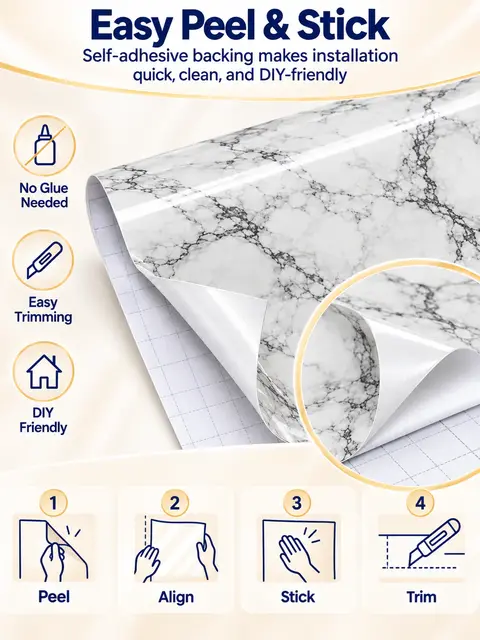 Best-Selling Marble Waterproof Self-Adhesive Kitchen Wallpaper — Kitchen & bathroom