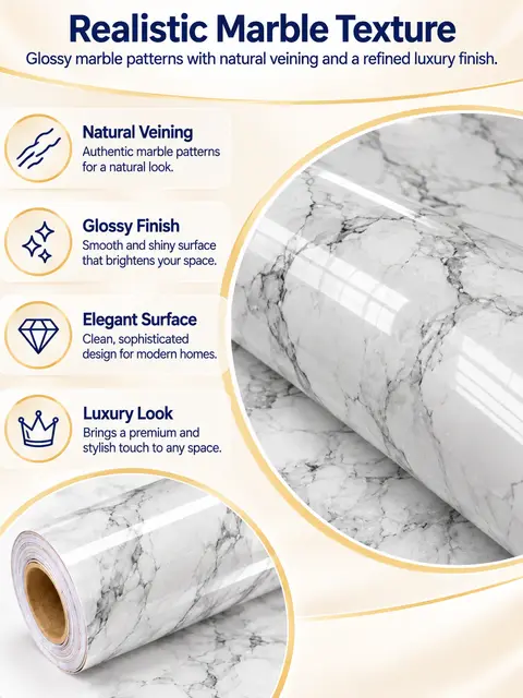 Best-Selling Marble Waterproof Self-Adhesive Kitchen Wallpaper — Living room