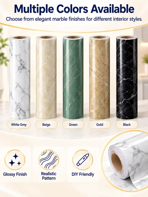 Best-Selling Marble Waterproof Self-Adhesive Kitchen Wallpaper — Bedroom & nursery
