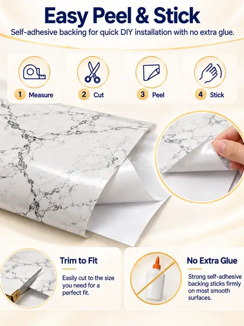 Best-Selling Marble Waterproof Self-Adhesive Kitchen Wallpaper — Kitchen & bathroom