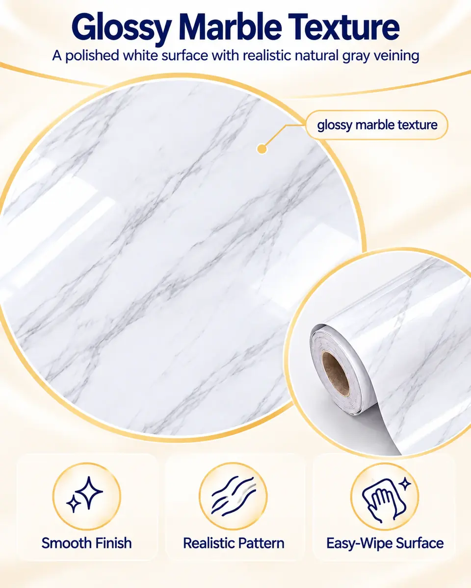 Factory-Price Self-Adhesive Waterproof 3D Marble Wallpaper for Kitchen — Construction and material layers