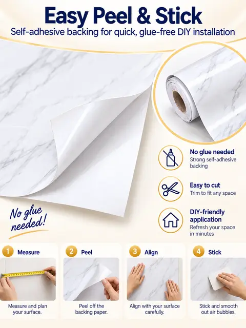 Factory-Price Self-Adhesive Waterproof 3D Marble Wallpaper for Kitchen — Kitchen & bathroom