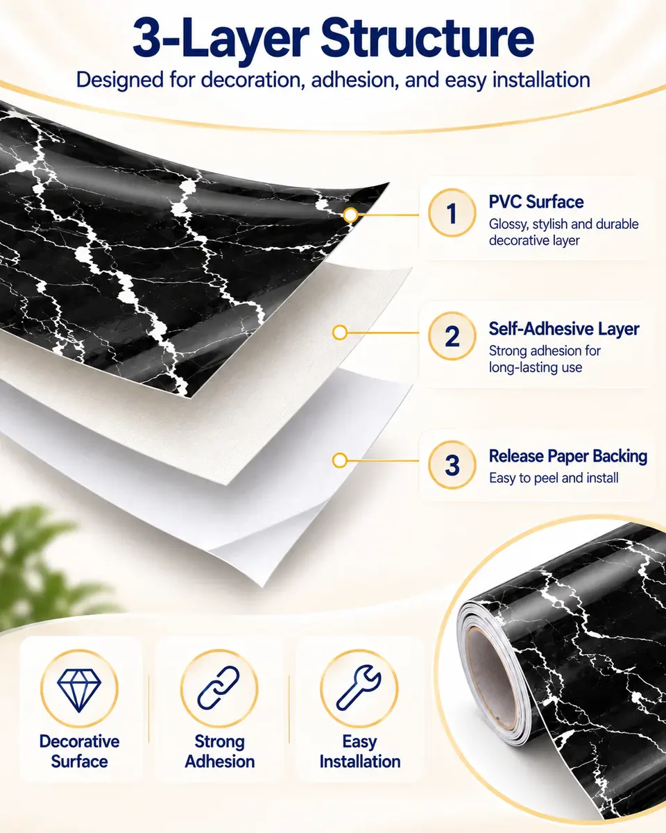 High Quality Self Adhesive Vinyl Wall Decoration Wallpaper — Surface texture and finish close-up