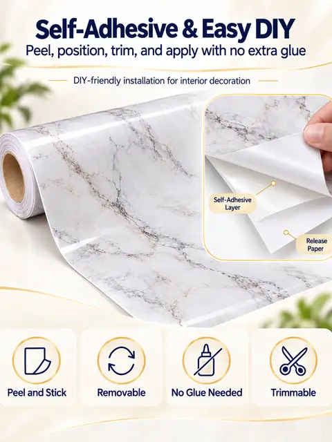 Glossy Marble Wallpaper Roll Peel and Stick Self Adhesive PVC Vinyl Marble 3D Film Waterproof for Home Decoration — Bedroom & nursery