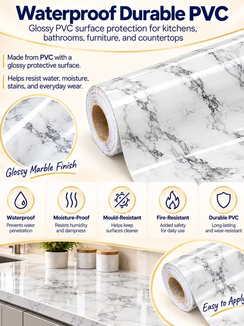 PVC Adhesive 3D Stone Marble Contact Paper — Feature wall