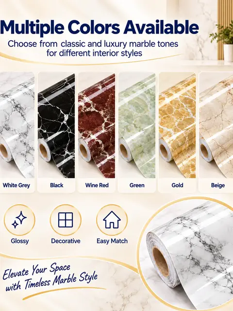 PVC Adhesive 3D Stone Marble Contact Paper — Bedroom & nursery