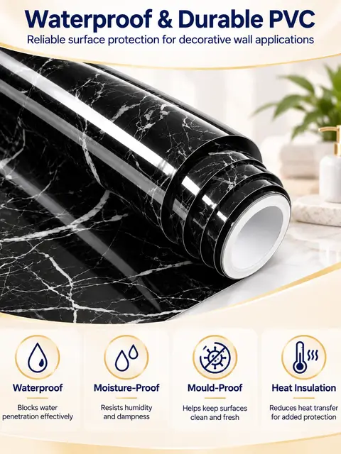 Self Adhesive Peel and Stick Wall Wallpapers Wall Coating Marble Mandir Design 3d Wallpaper for Walls — Feature wall