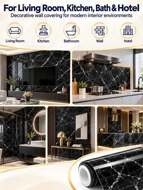 Self Adhesive Peel and Stick Wall Wallpapers Wall Coating Marble Mandir Design 3d Wallpaper for Walls — Kitchen & bathroom