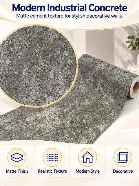 Coffee Shop Grey Concrete 3d Self Adhesive WallPapers Wall Coating — Living room