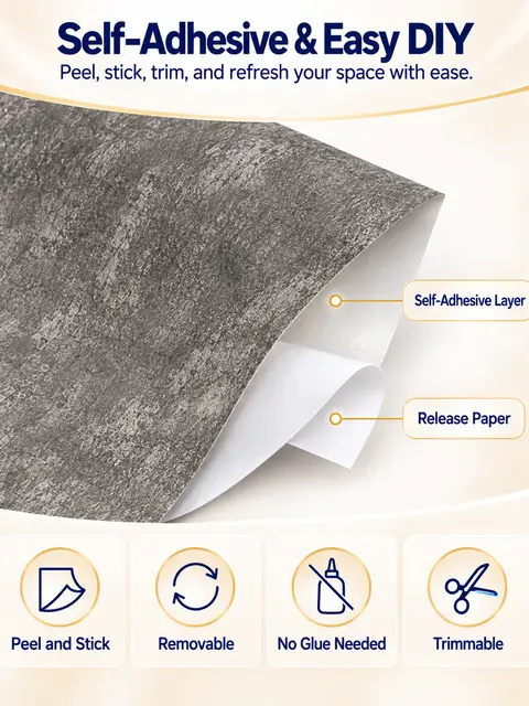 Coffee Shop Grey Concrete 3d Self Adhesive WallPapers Wall Coating — Bedroom & nursery