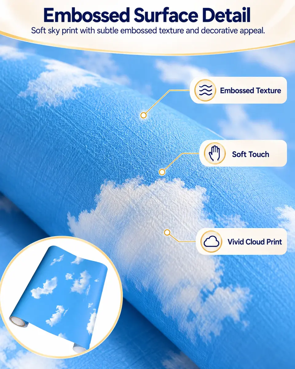 Modern Decorative Vinyl Home Decorating Ceiling Sticker Paper Wallpaper Self Adhesive — Construction and material layers