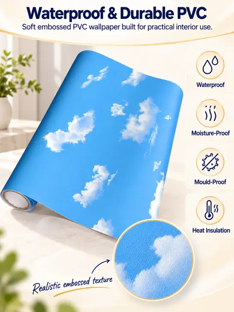 Modern Decorative Vinyl Home Decorating Ceiling Sticker Paper Wallpaper Self Adhesive — Feature wall
