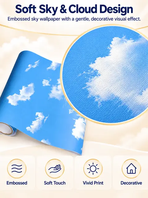 Modern Decorative Vinyl Home Decorating Ceiling Sticker Paper Wallpaper Self Adhesive — Living room