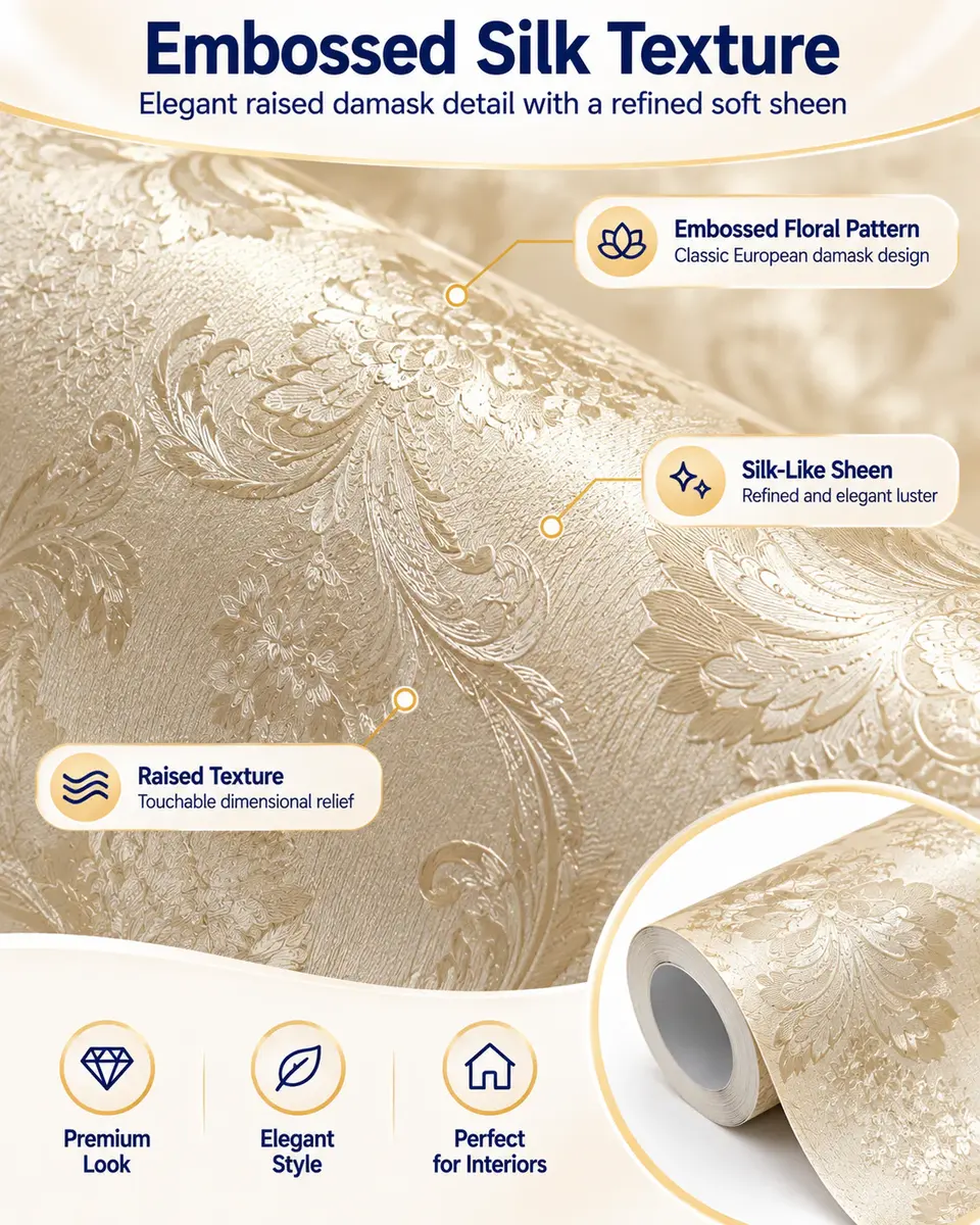 Manufacturer Liquid Silk Plaster Chinoiserie PVC Wholesale Decorate Adhesive Wallpaper for Home Decoration — Construction and material layers