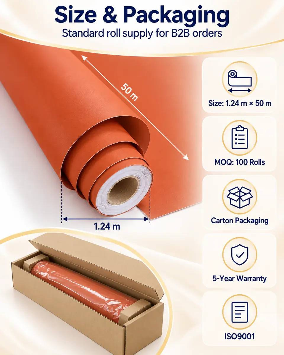 Cheap Price Elegant Custom Kitchen Graphics Wallpaper Plastic Flooring Waterproof PVC Film for Bathrooms Decoration — Roll format and packaging