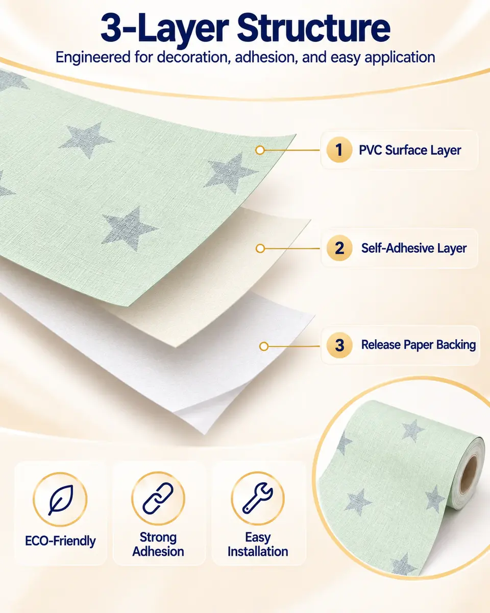 Hot Sale Modern Waterproof Star Wallpaper Self-adhesive 3D Wall Stickers for Kids Rooms — Surface texture and finish close-up