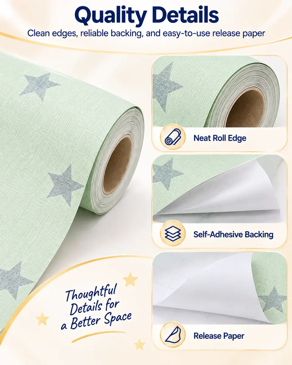 Hot Sale Modern Waterproof Star Wallpaper Self-adhesive 3D Wall Stickers for Kids Rooms — Installation and application detail