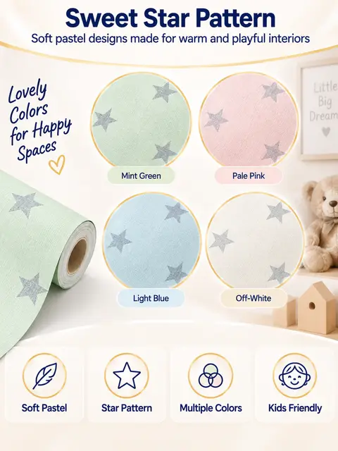 Hot Sale Modern Waterproof Star Wallpaper Self-adhesive 3D Wall Stickers for Kids Rooms — Living room