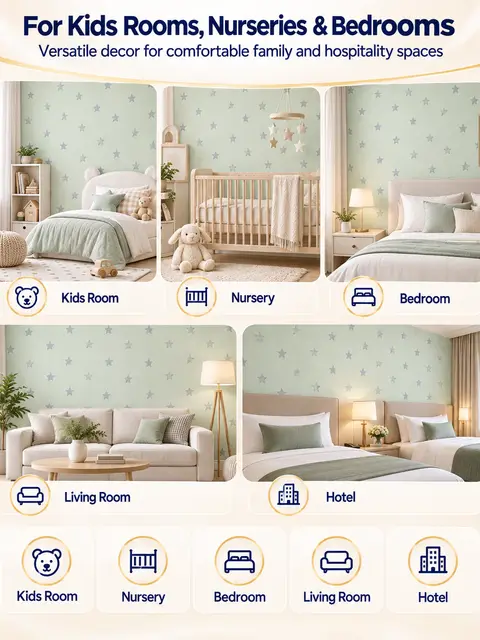 Hot Sale Modern Waterproof Star Wallpaper Self-adhesive 3D Wall Stickers for Kids Rooms — Kitchen & bathroom