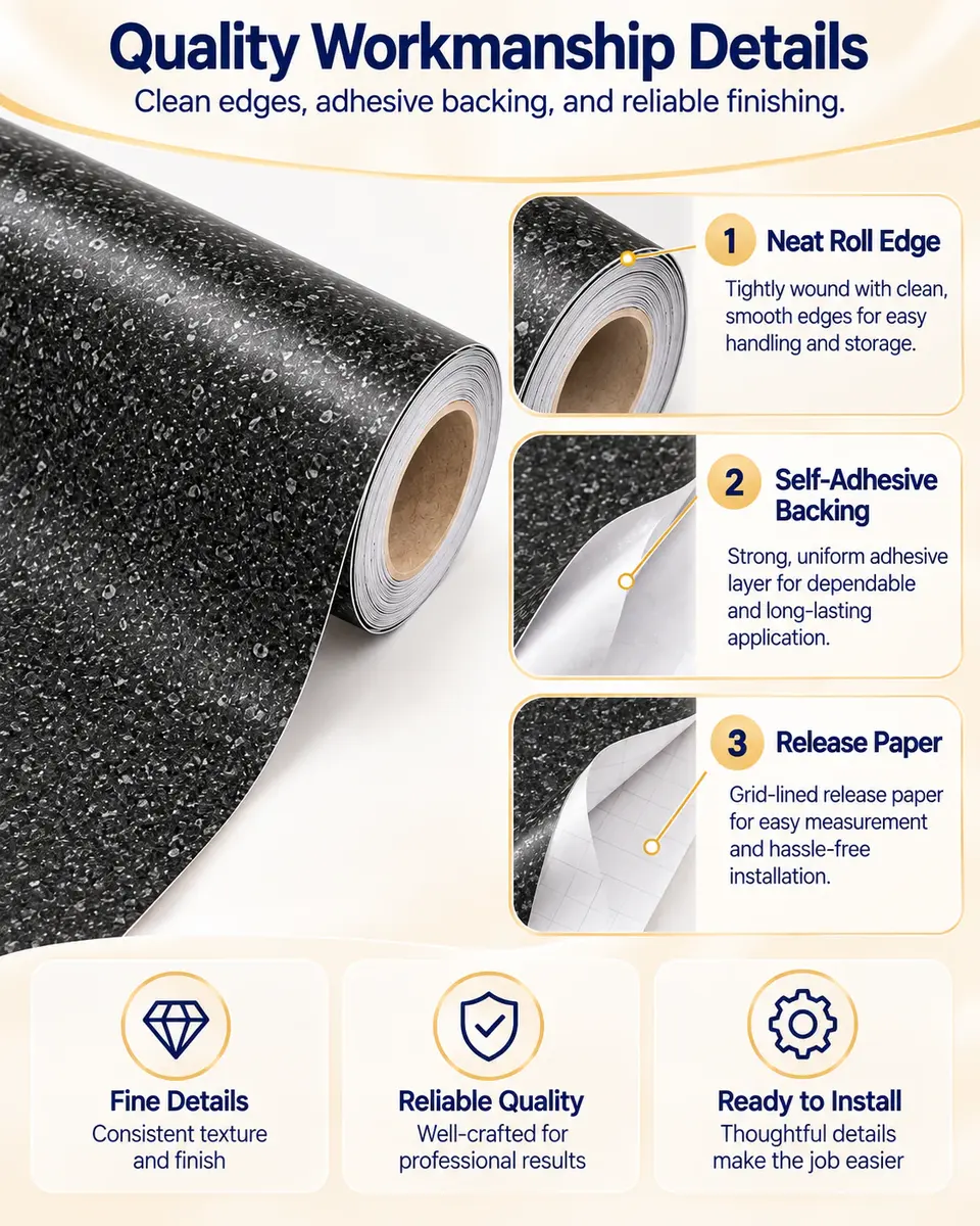 Korean Style PVC 3D Durable Self Adhesive Waterproof Wallpaper — Installation and application detail