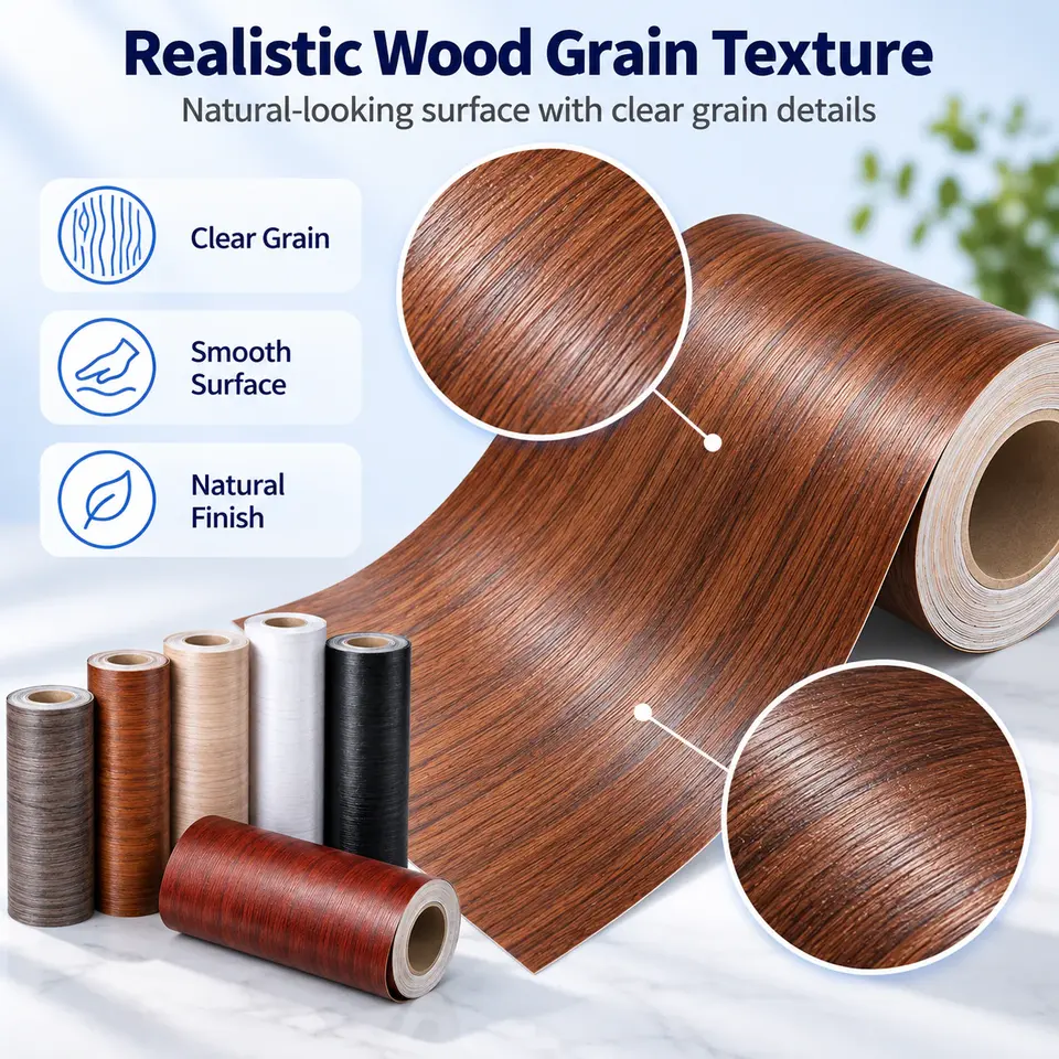 Waterproof PVC Vinyl Wood Grain Self-Adhesive Wallpaper — Construction and material layers
