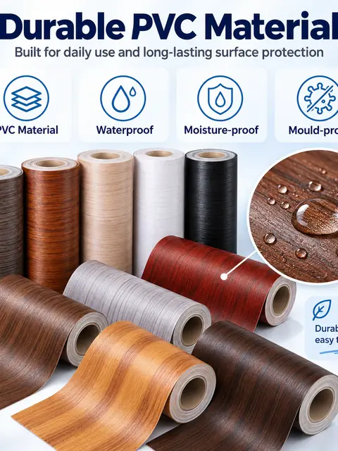 Waterproof PVC Vinyl Wood Grain Self-Adhesive Wallpaper — Feature wall