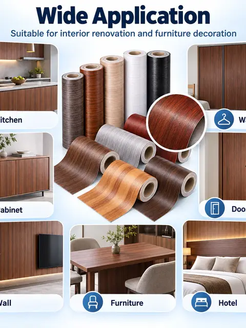 Waterproof PVC Vinyl Wood Grain Self-Adhesive Wallpaper — Kitchen & bathroom