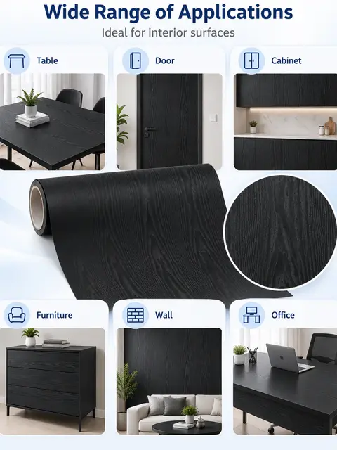 Black Oak Wood Grain Self-Adhesive PVC Sticker / Wallpaper — Kitchen & bathroom
