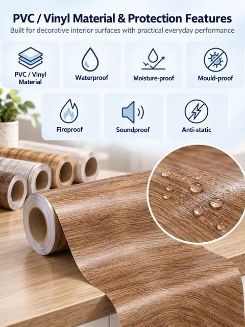Wood Grain Vinyl Self-Adhesive Wallpaper — Feature wall