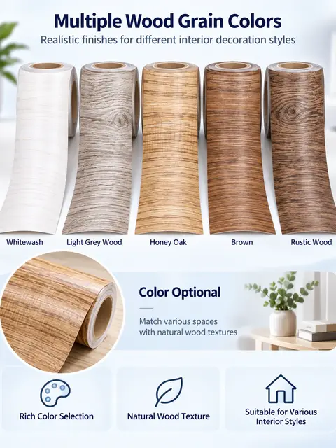 Wood Grain Vinyl Self-Adhesive Wallpaper — Living room