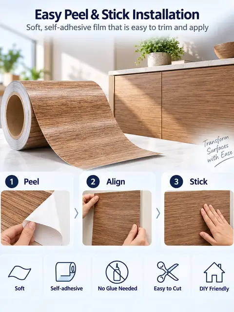Wood Grain Vinyl Self-Adhesive Wallpaper — Bedroom & nursery