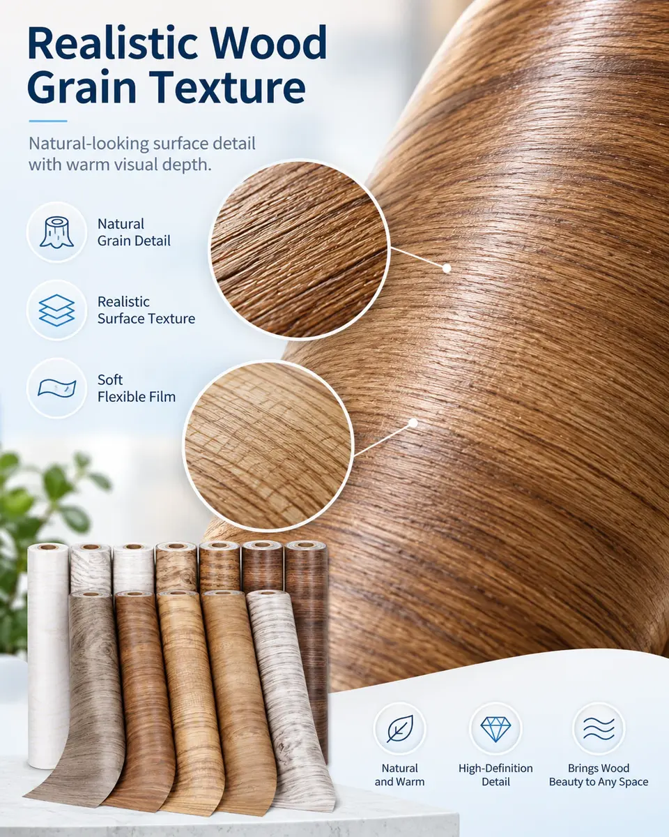 Wood Grain Vinyl Self-Adhesive Wallpaper — Construction and material layers
