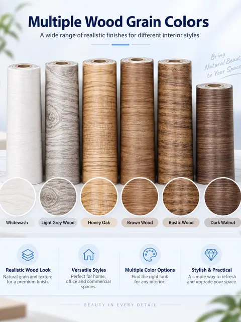 Wood Grain Vinyl Self-Adhesive Wallpaper — Living room