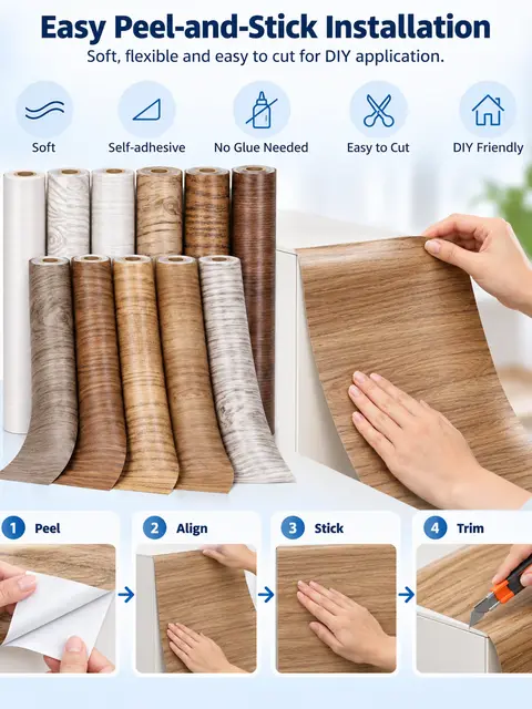 Wood Grain Vinyl Self-Adhesive Wallpaper — Bedroom & nursery
