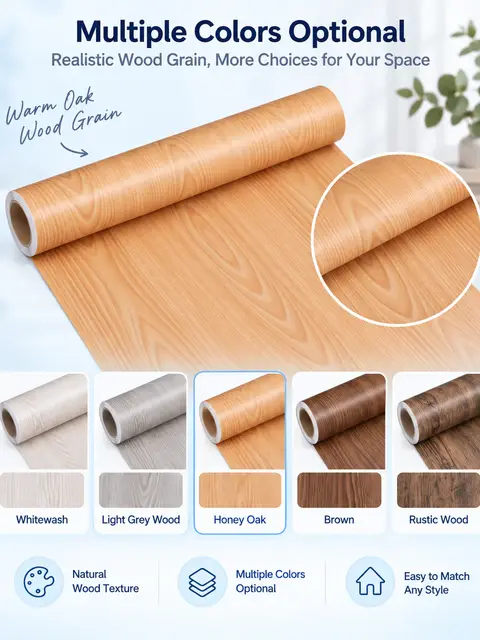 Self-Adhesive Wood Grain Vinyl Film — Living room