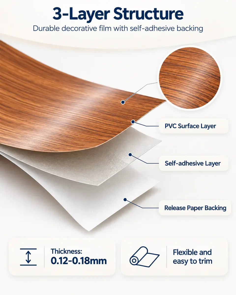 Self-Adhesive Wood Grain Wallpaper — Surface texture and finish close-up
