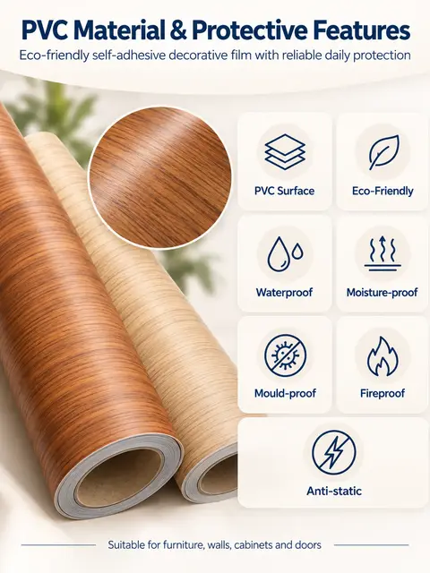 Self-Adhesive Wood Grain Wallpaper — Feature wall