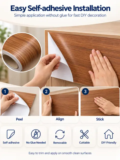Self-Adhesive Wood Grain Wallpaper — Bedroom & nursery