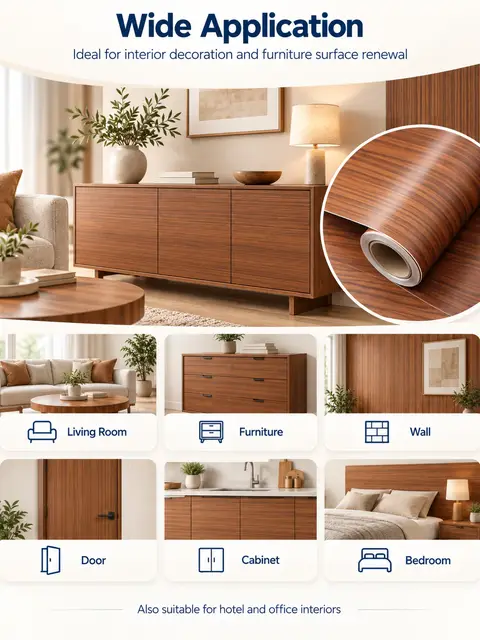 Self-Adhesive Wood Grain Wallpaper — Kitchen & bathroom